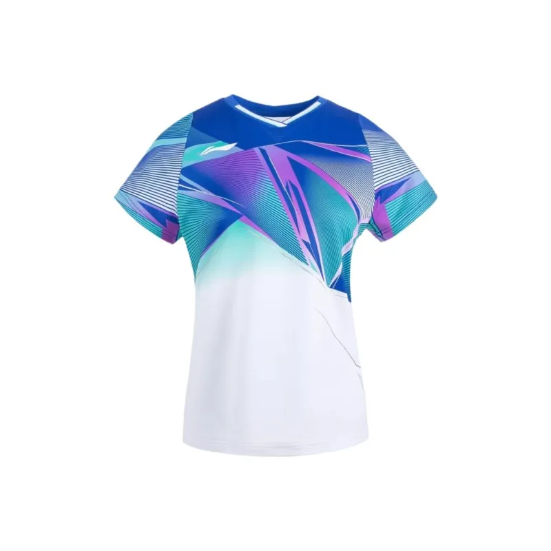 LiNing T Shirt Women's White Blue-0