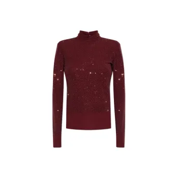 TORY BURCH Embellished Turtleneck Jersey Top