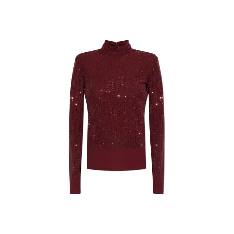 TORY BURCH Embellished Turtleneck Jersey Top-0