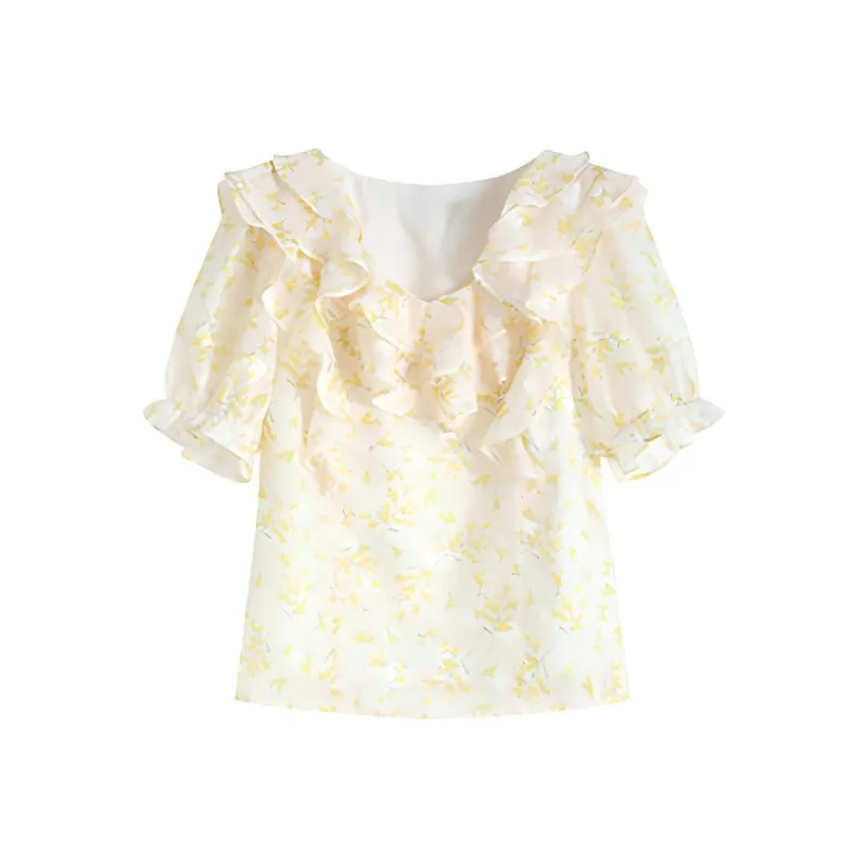 HUASJ Shirt Women's Yellow Flower-0