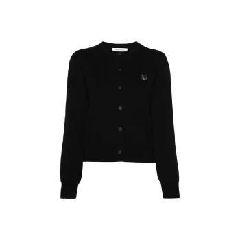 Maison Kitsune Bold Fox Head Patch Knitted Cardigan
