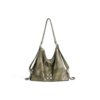 JACD PU Tote Effortless Style Shopping Bag, Shoulder Bag Women's Wild Green/Pirate Black