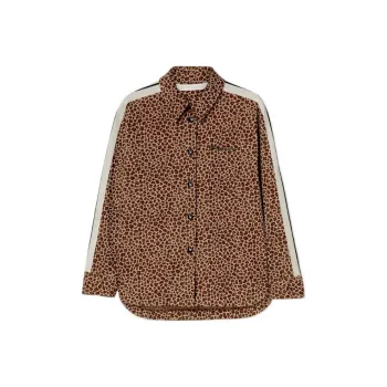 PALM ANGELS Women'ss Button Up Track Jacket Leaopard Print Brown/Black/Off White