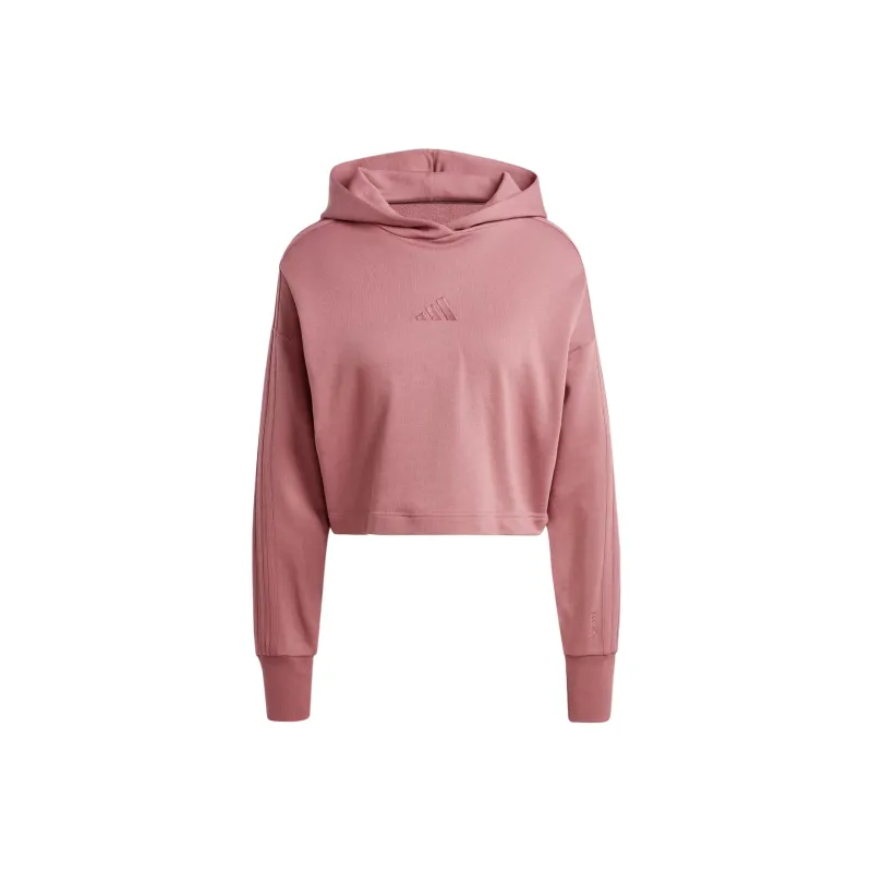 Adidas All SznSportswear French Terry 3-Stripes Hoodie Sweatshirt Women's Deep Red-0