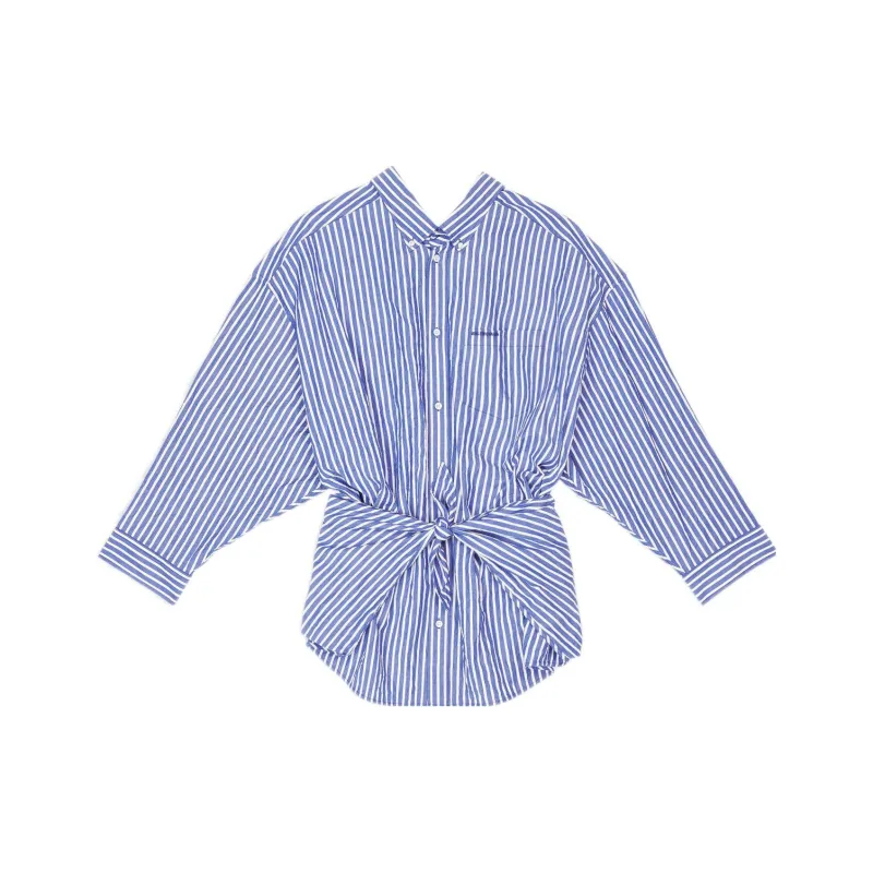 Balenciaga Crinkled Stripe Knotted Shirt-0