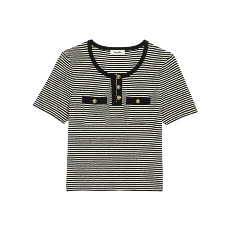 Sandro Striped Crop Top-0
