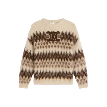 CELINE Crew Neck Sweater In Fair Isle Mohair