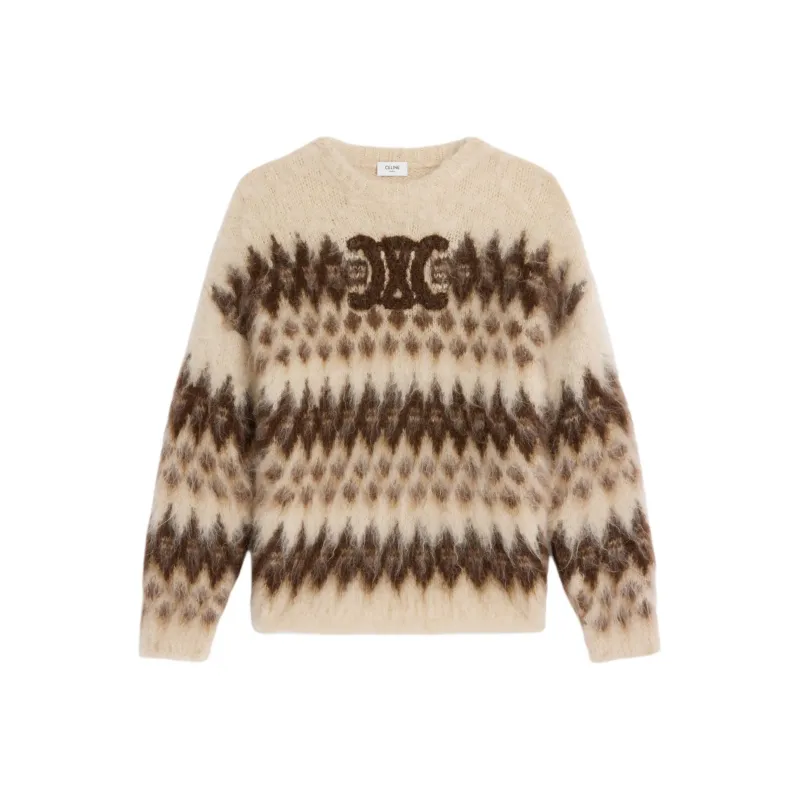 CELINE Crew Neck Sweater In Fair Isle Mohair-0
