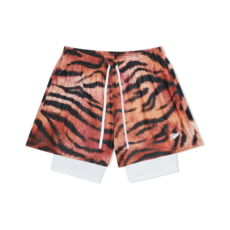 FINDBETTER Leopard Print Double Layer Shorts Unisex-4