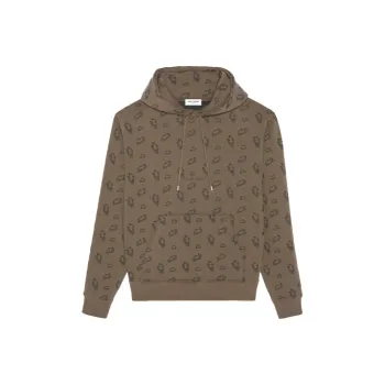 SAINT LAURENT Rive Gauche Leopard Jacquard Hoodie