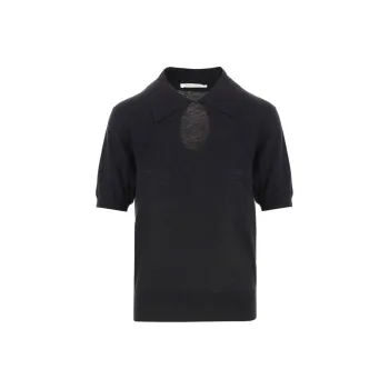 By Malene Birger Keyhole neck Ribbed Polo Top
