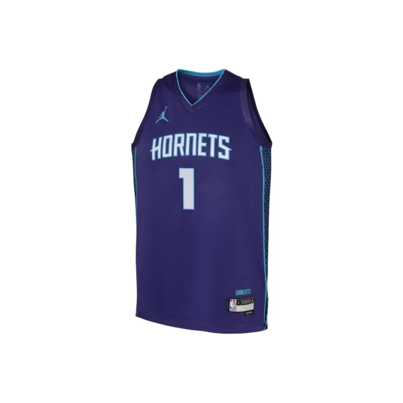 NBA Youth Jordan Brand LaMelo Ball Purple Charlotte Basketball Jerseys Unisex Purple-0