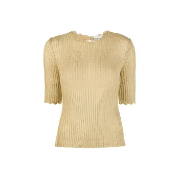 GANNI Metallic Open Back Blouse 'Gold'