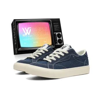 WHITE SANDS Skateboard Shoes Men Low Top Denim Blue/Burgundy/Gray