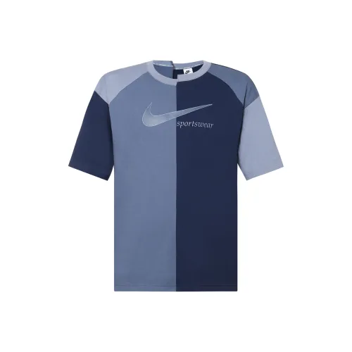 Nike Women'ss Retro Colorblock Loose Fit Crewneck T Shirt Blue