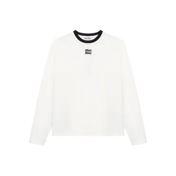 MIU MIU SS24 Drop Shoulder Sleeve T Shirt Women's White