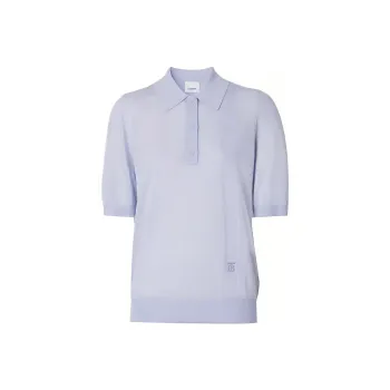 Burberry SS21 Cashmere Blend Polo Shirt Women's Light Blue 80413151