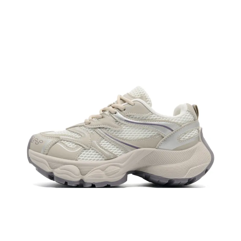 7 SEVFUN Wear resistant And Lightweight Low Top Chunky Sneakers Women's Ecru-1