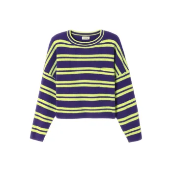 AMERICAN VINTAGE A.M SS25 JUMPER RAXOW Sweater Women's Purple Neon Yellow Striped
