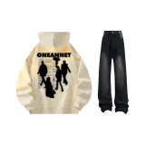 Apricot Sweatshirt+Black Jeans