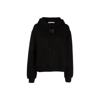 Alexander Wang Essential Puff Logo Terry Hoodie Black