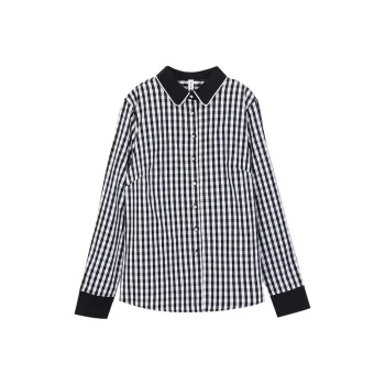Lucybaily Shirt Women's Black White Plaid