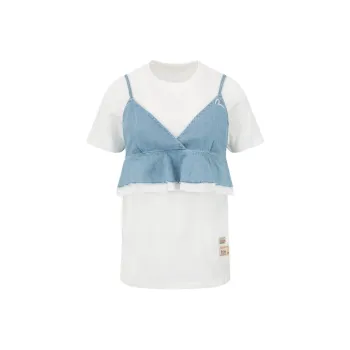 EVISU T Shirts Women's White/Denim Blue