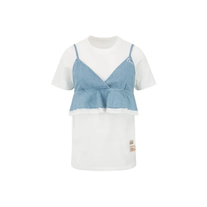 EVISU T Shirts Women's White/Denim Blue-0