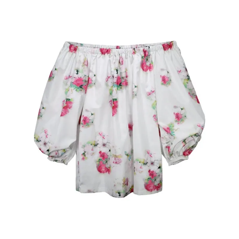 MaxMara Studio Floral Patterned Off Shoulder Top-0