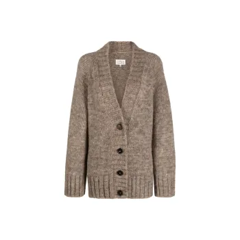 Maison Margiela V Neck Ribbed Knitted Cardigan