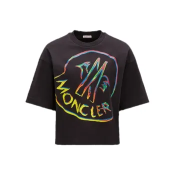 Moncler Rainbow Logo Tee 'Black'