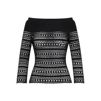 Alaia Off-The-Shoulder Openwork Blouse