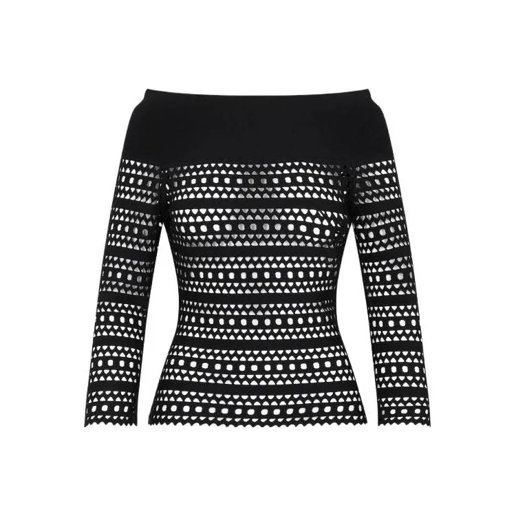 Alaia Off-The-Shoulder Openwork Blouse-0