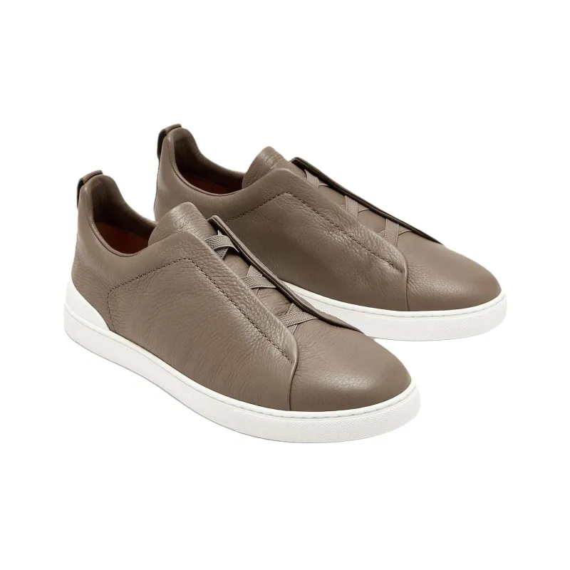 Zegna Triple Stitch Low Top Skateboard Shoes Men's Taupe-2