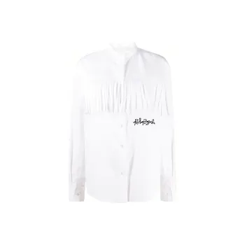 PALM ANGELS Logo Embroidered Fringed Shirt