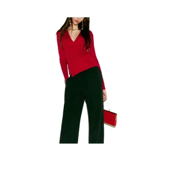 REFORMATION Caroline Regenerative Merino Wrap Sweater Sweater Women's Red