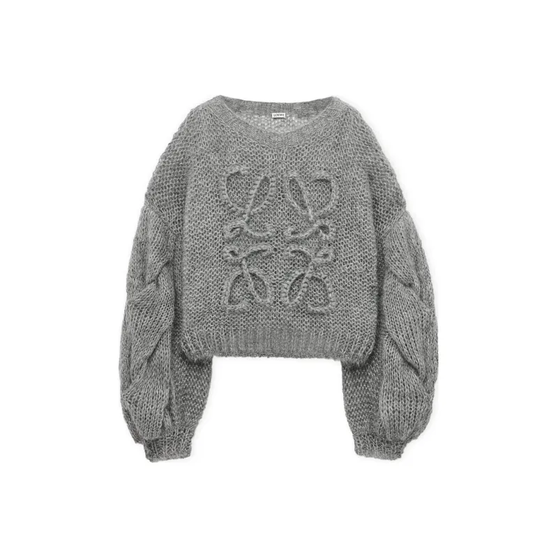 LOEWE Anagram Logo Embroidered Crewneck Oversized Jumper-4