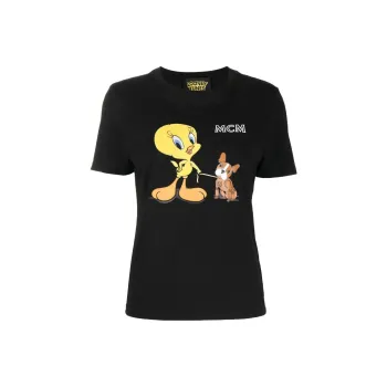 MCM X Looney Tunes SS23 Cartoon Graphic Print Pullover T Shirt Black