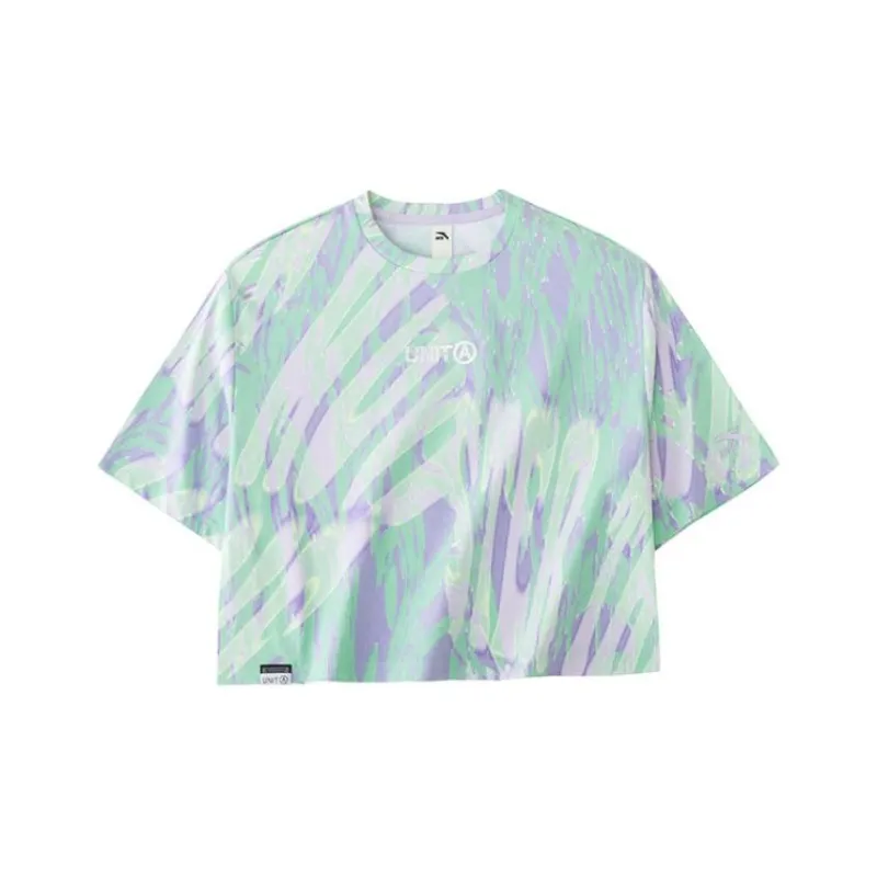 Anta Life Collection T Shirt Women's Light Aqua Green/All Over Print-0