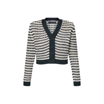 LOUIS VUITTON Striped Lace Knit Cardigan