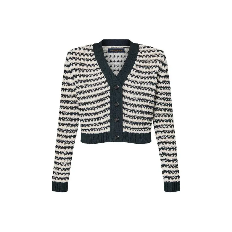 Lv Striped Lace Knit Cardigan-0