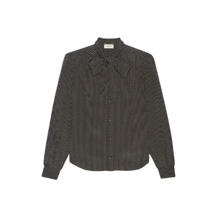SAINT LAURENT Pussy bow Polka dot Blouse-0