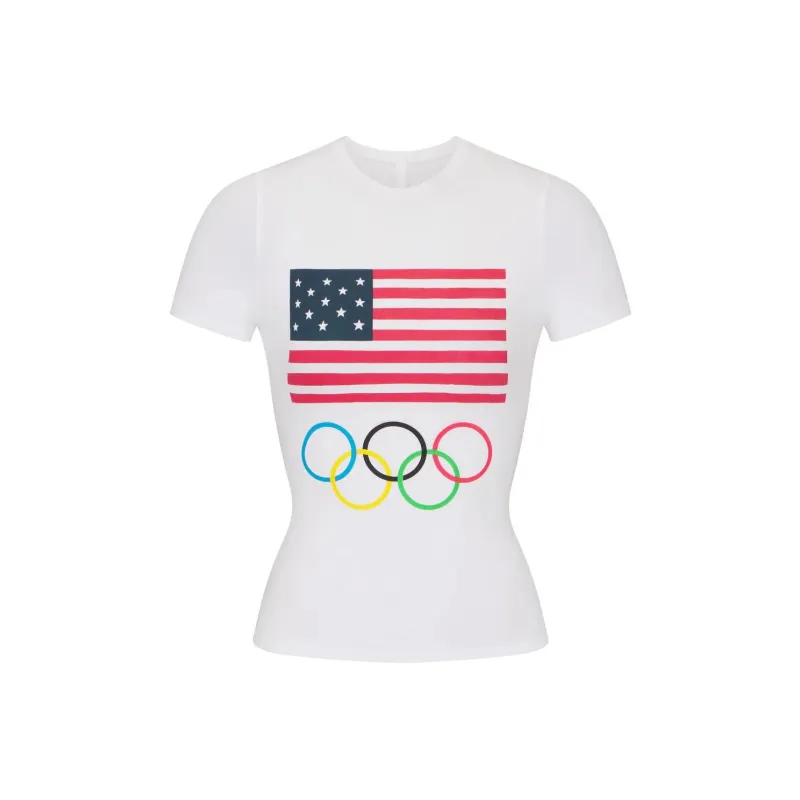 Skims USA Olympic Team Co-branded T-Shirts Women's WHITE/White-0