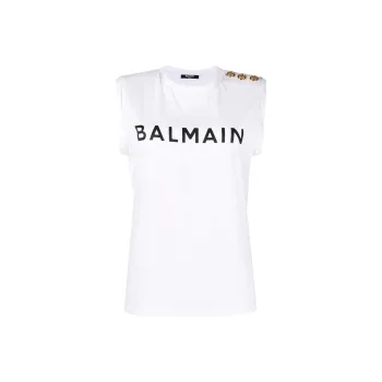 BALMAIN Logo Printed Sleeveless Top