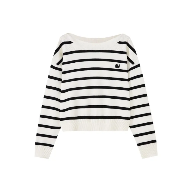 SHUIYUNJIAN Sweater Women's Raw White Strips-0