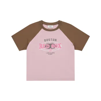MLB Preppy Style Collection Boston Red Sox SS25 Raglan Sleeve T Shirt Women's Pink