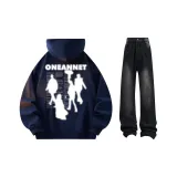 Navy Blue Sweatshirt+Black Jeans