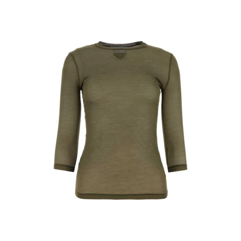 PRADA Logo Triangle Long Sleeved Top-0