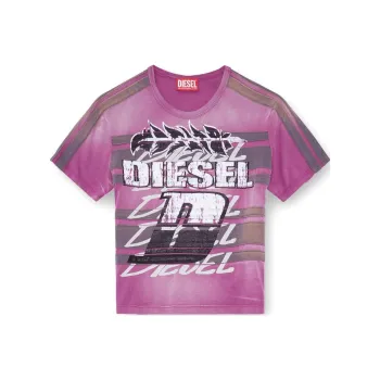 DIESEL Striped Logo print T shirt