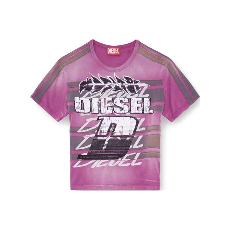 DIESEL Striped Logo print T shirt-0